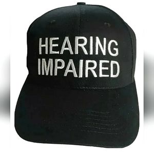 NEW! Hearing Impaired Baseball Cap. Adjustable Slider. Strapback. Black. Unisex